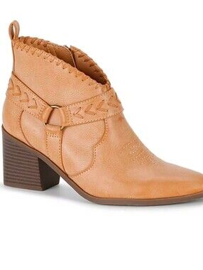 NWOB Frye & Co. Palma Stacked Heel Booties, Side Zip, Whipstitch Top, Size 11M.